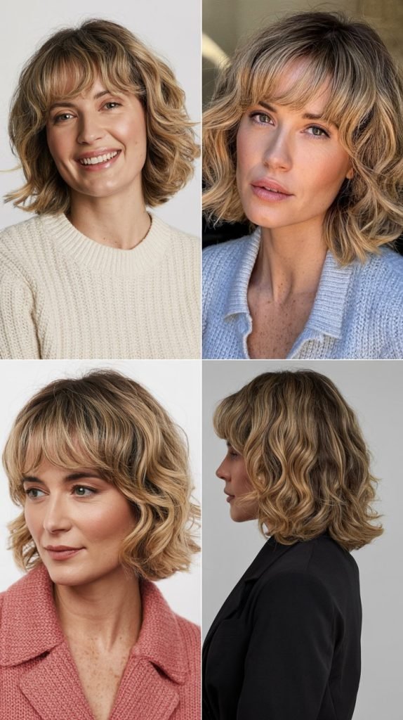 Textured French Bangs With Wavy Midi