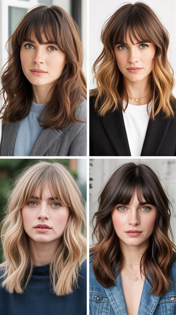 Medium Hair With Curtain Bangs And Piecey Layers