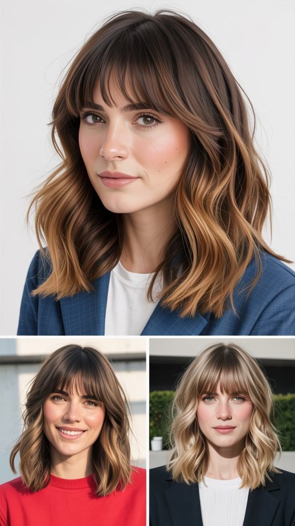  Medium Hair With Curtain Bangs And Graduated Layers