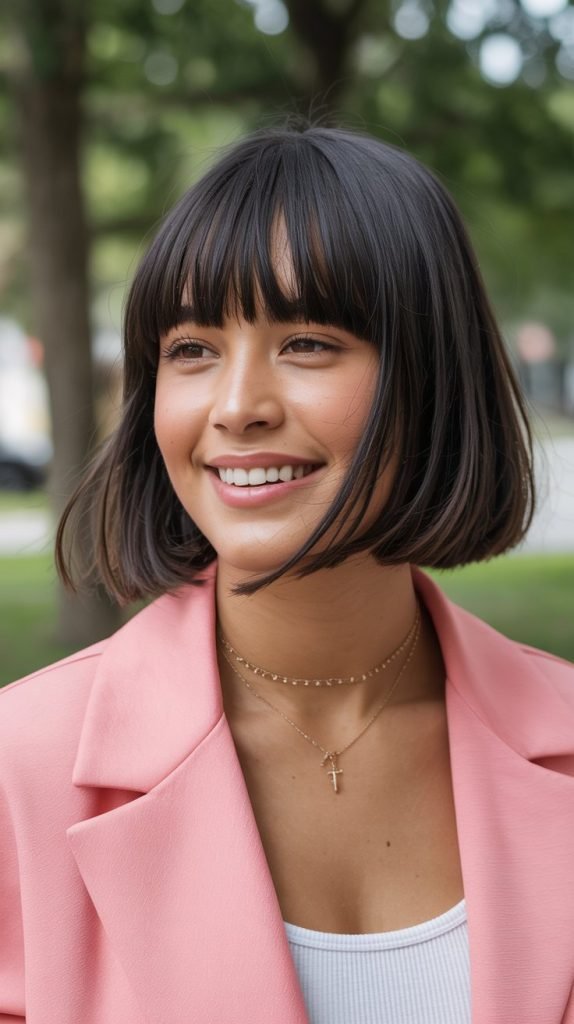 Full Blunt Bangs With One-Length Cut