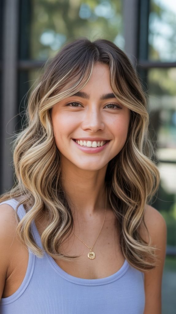 Wispy Side-Swept Bangs With Beachy Waves