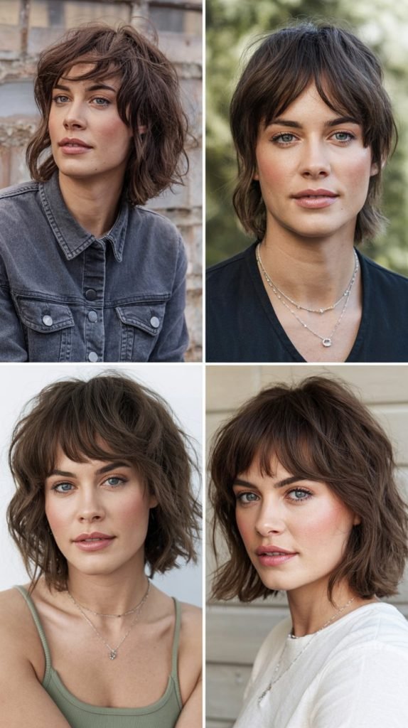  Layered Wolf Cut With Center-Parted Bangs