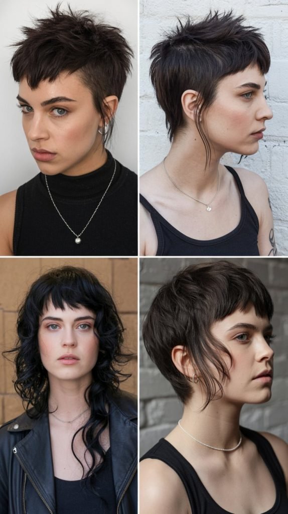  Punk-Inspired Wolf Cut With Choppy Side Bangs
