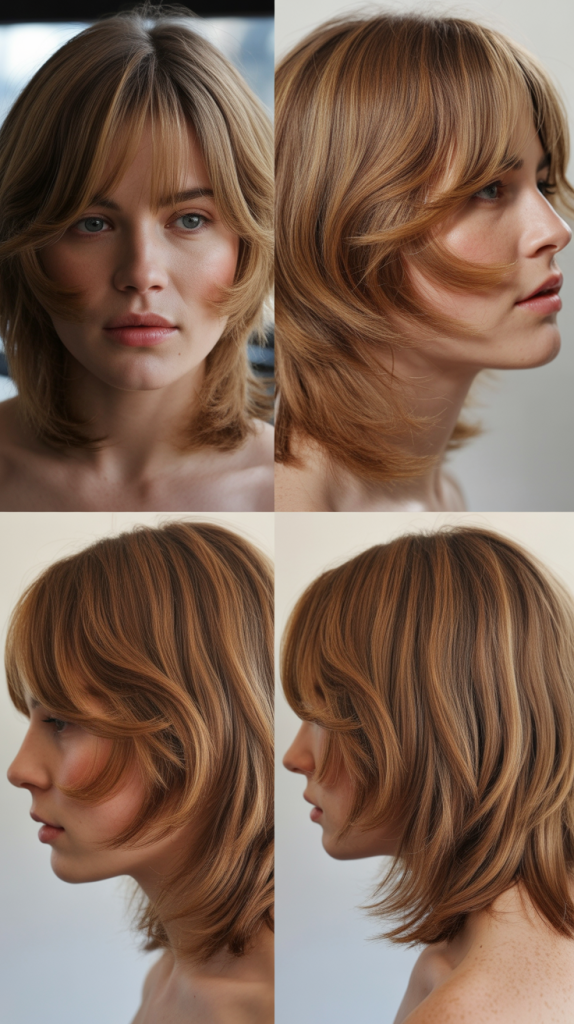 Razor-Cut Layers with Feathered Curtain Bangs