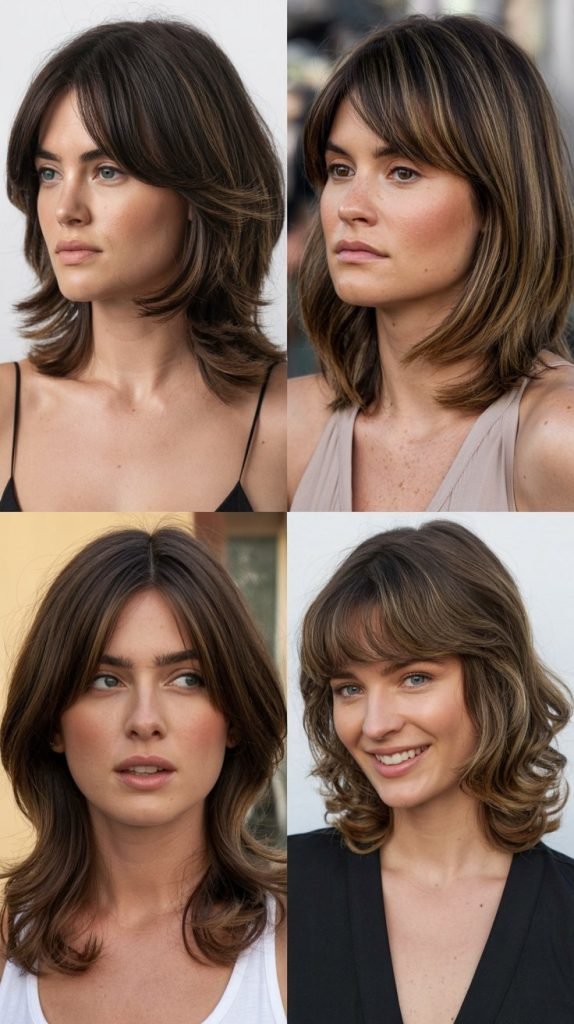  Medium Layered Hair With Curtain Bangs For Fine Hair