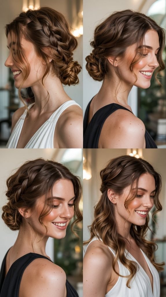 Loose Waterfall Braid Updo