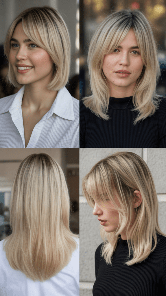 Textured Bangs with Sandy Blonde Highlights
