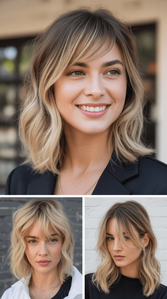 Piecey Side Fringe with Cool Blonde Highlights