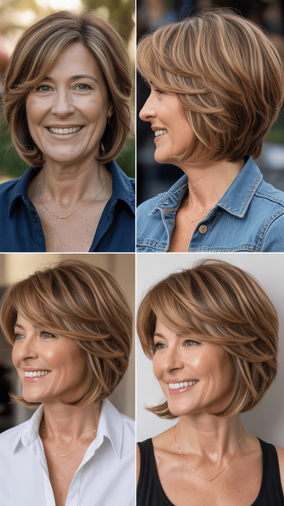 Layered Bob with Caramel Highlights