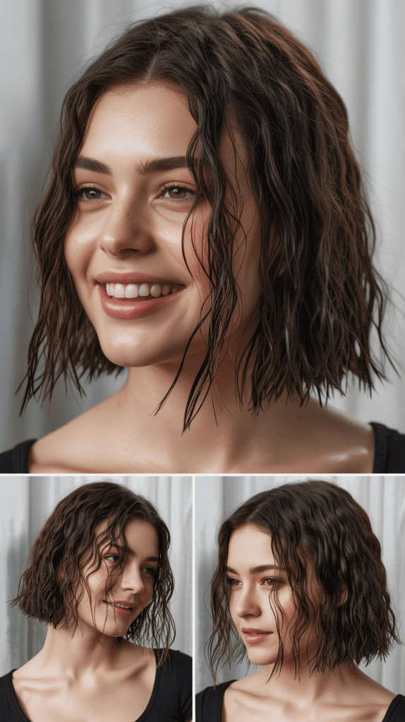 Chin-Length Bob with Wet Look Styling