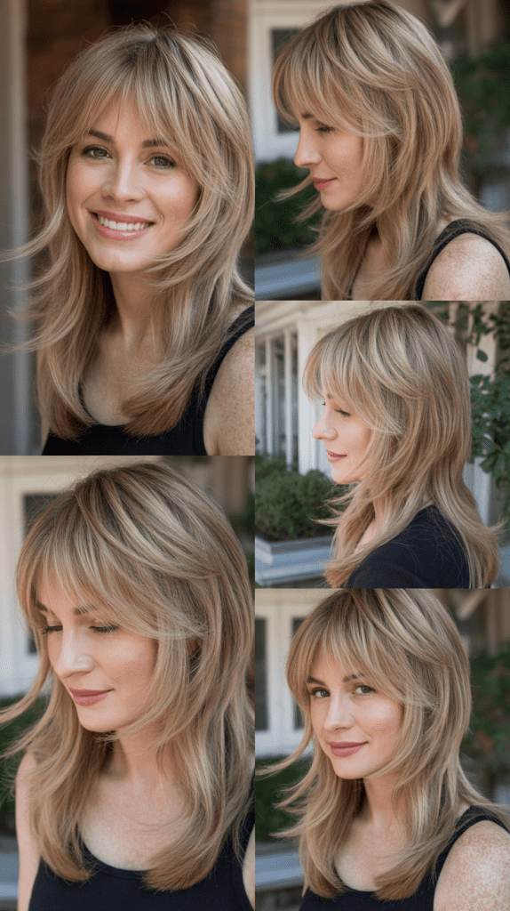 Feathered Layers with Long Wispy Bangs