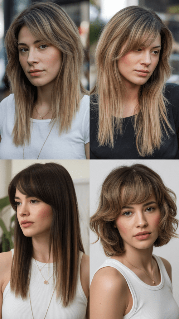 Feathered Lob With Long Side Bangs