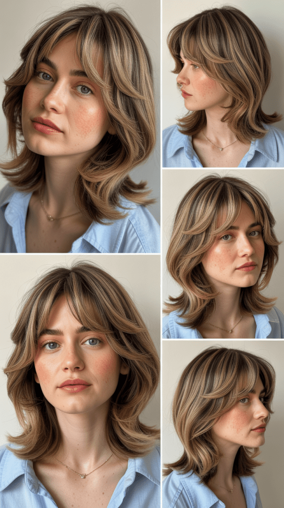 Layered Medium Cut with Wispy Curtain Bangs