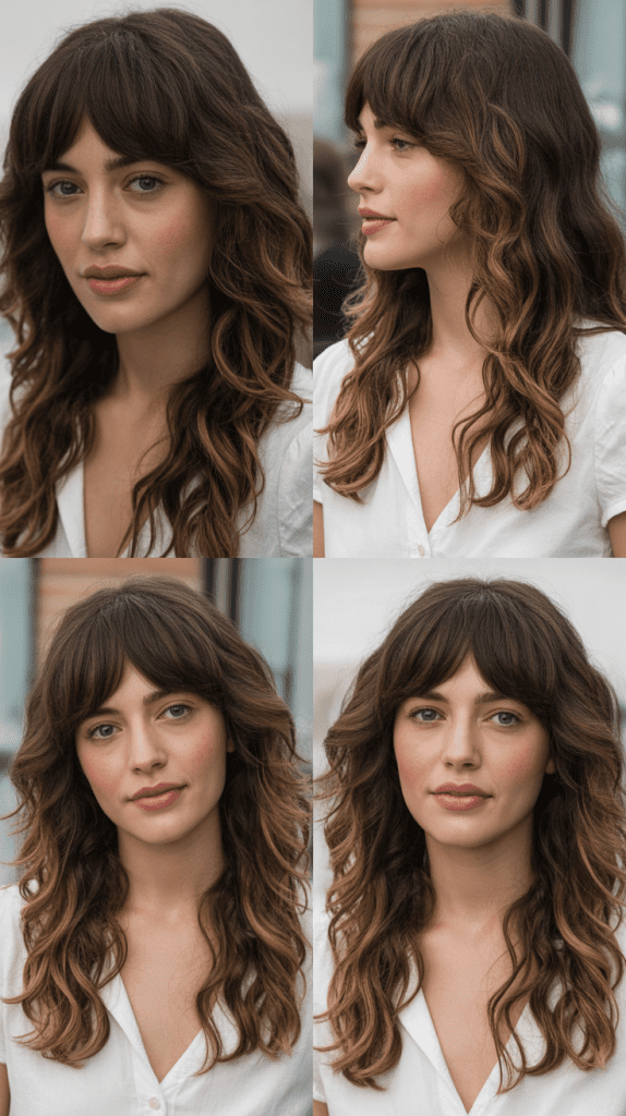 Feathered Curtain Bangs With Voluminous Waves