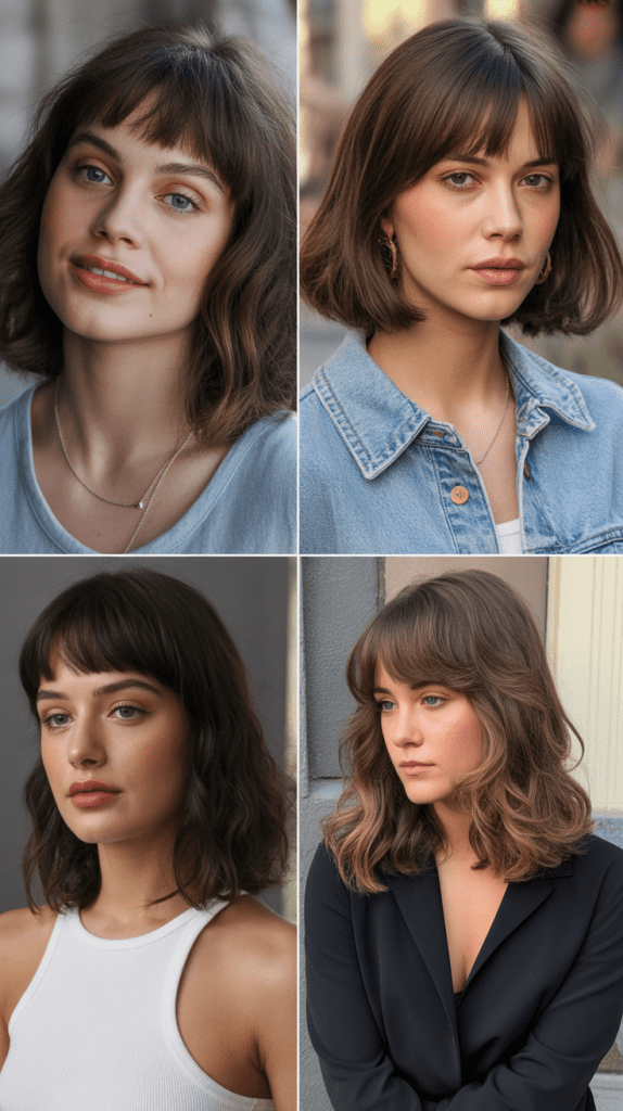 Rounded Collarbone Cut With Full Bangs