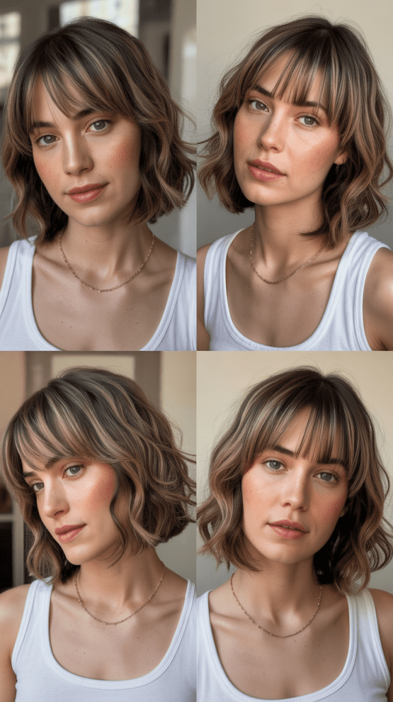 Blunt Bob With Feathered Layers And Side Bangs