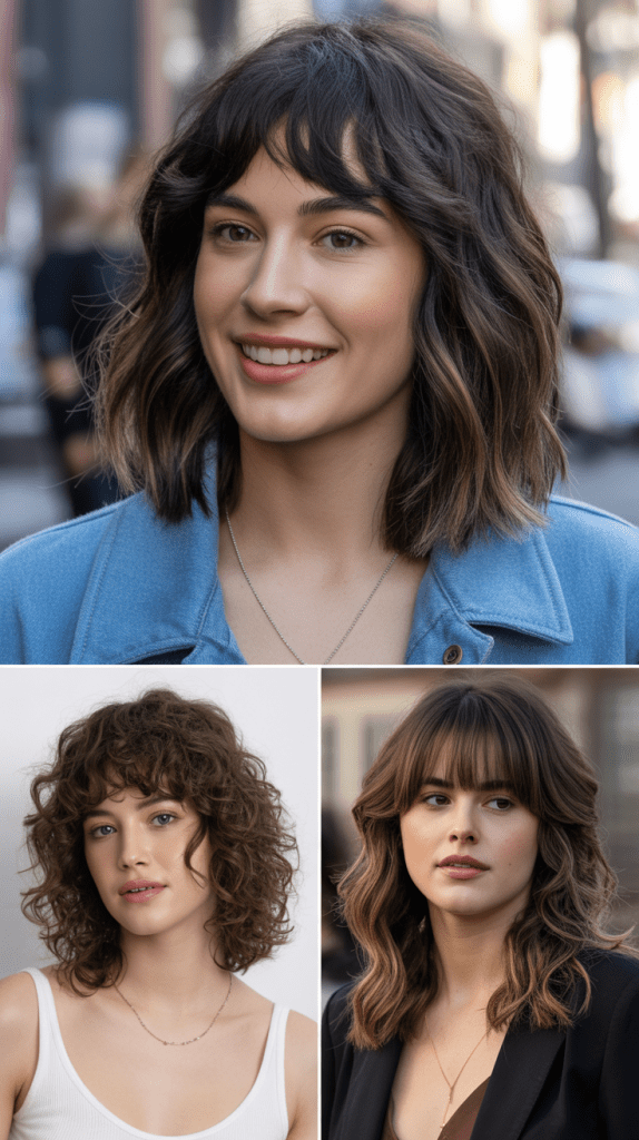 Wavy Lob With Baby Bangs