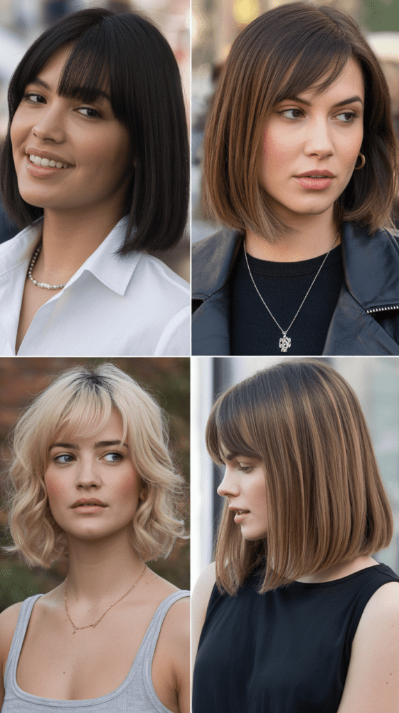 Straight Lob With Side-Swept Fringe