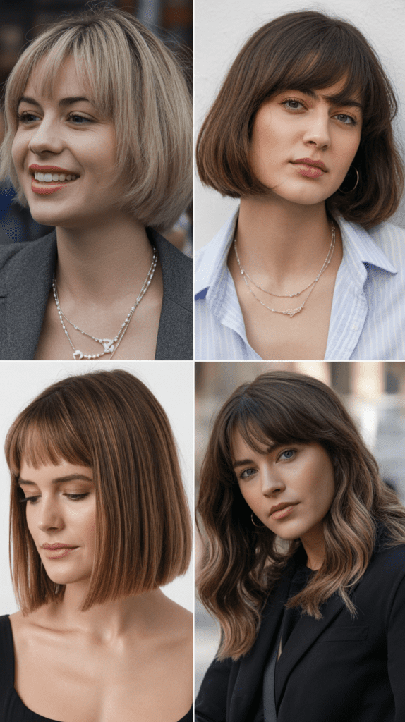 Sleek Lob With Curtain Bangs