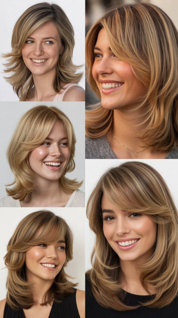 . Layered Cut With Honey Blonde Highlights