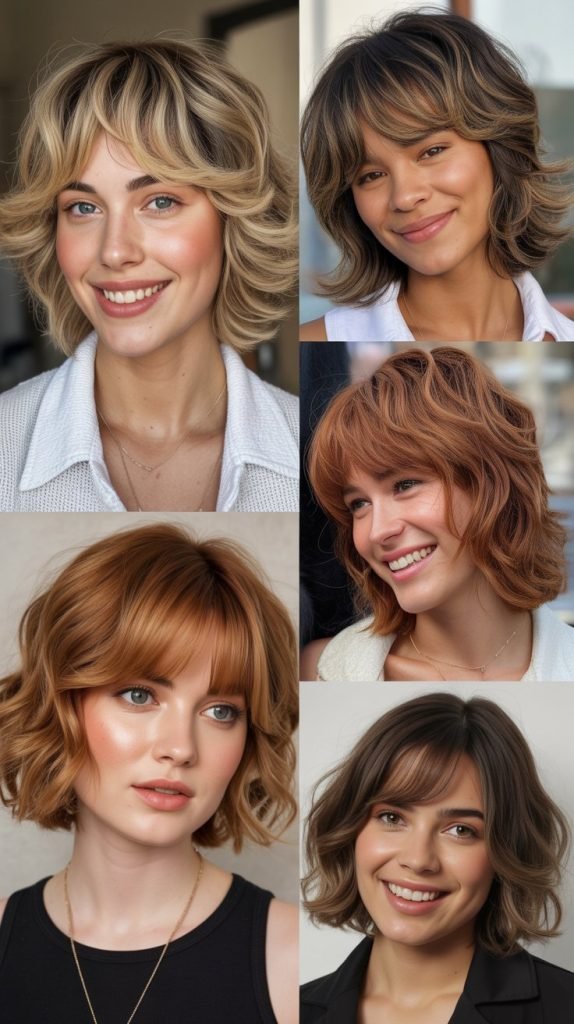 . Medium-Length Graduated Bob with Wispy Fringe