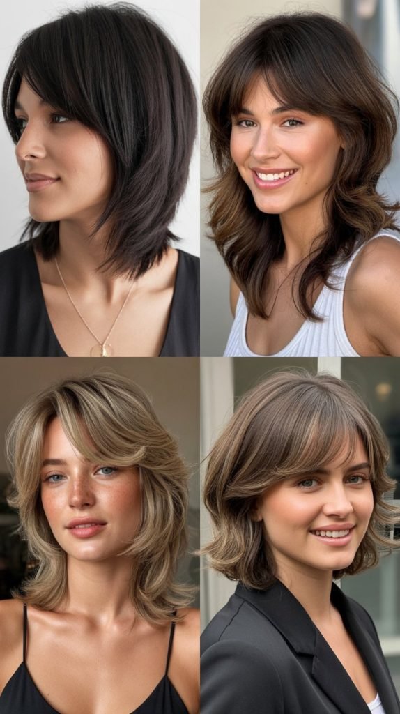 Tousled Lob with Grown-Out Bangs