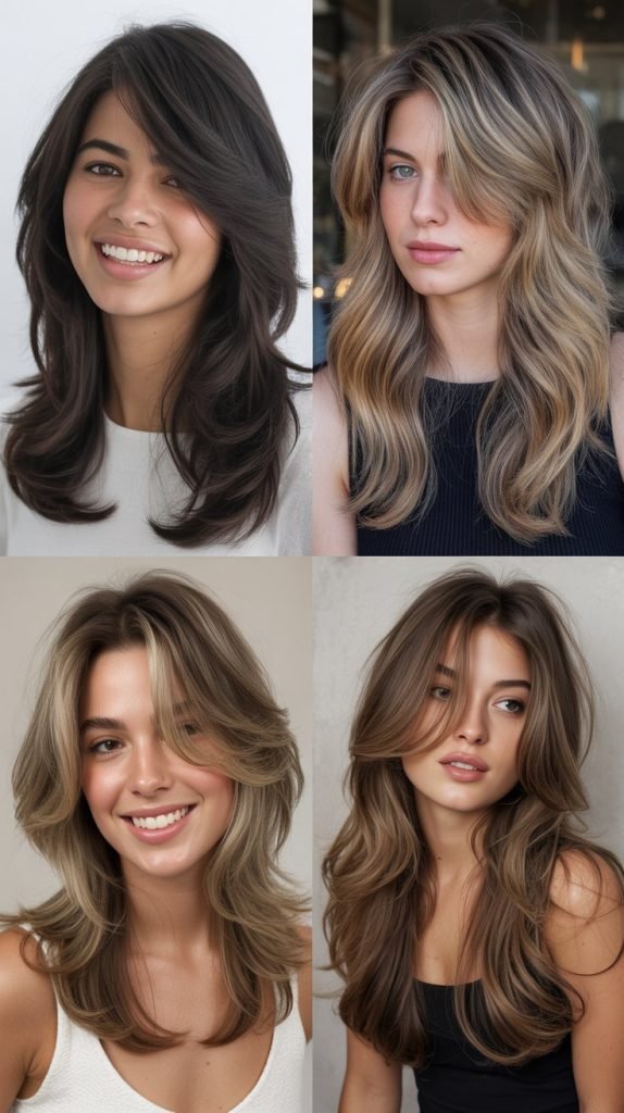 Side-Swept Layers with Long Hair