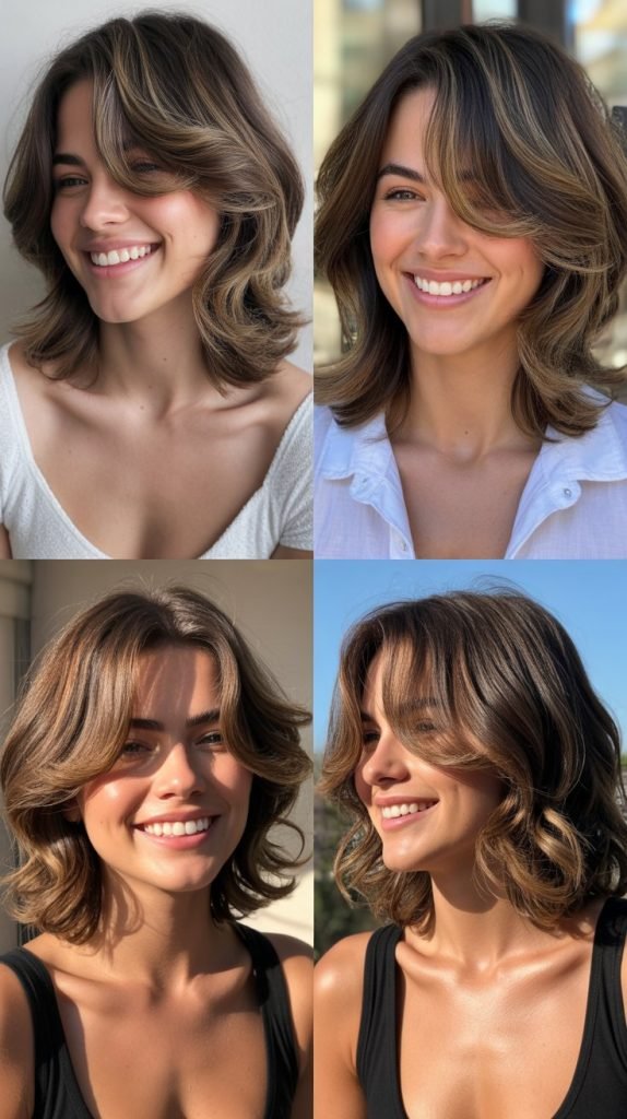  Layered Shoulder-Length Cut with Wispy Side Bangs