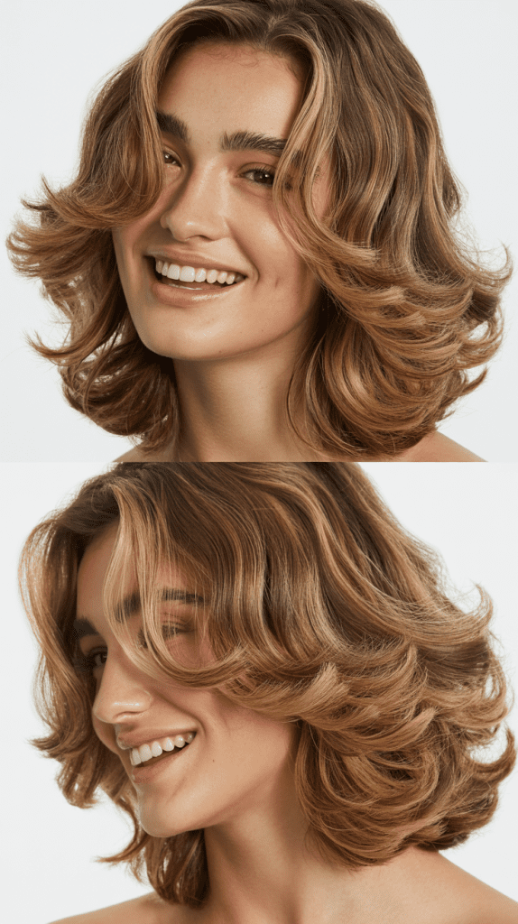 Curved Layers Following Face Shape