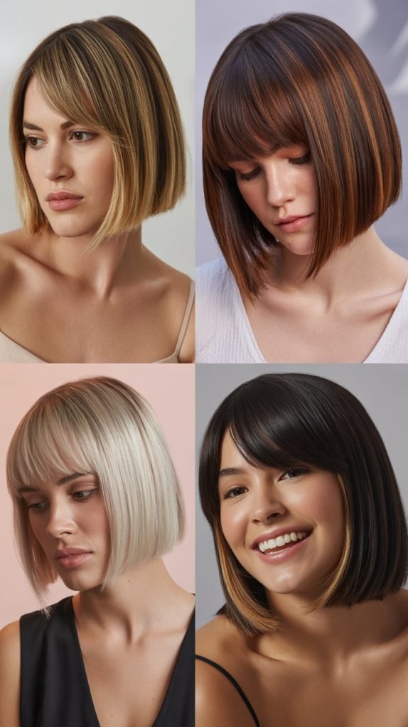  Blunt Bob With Long Curtain Bangs