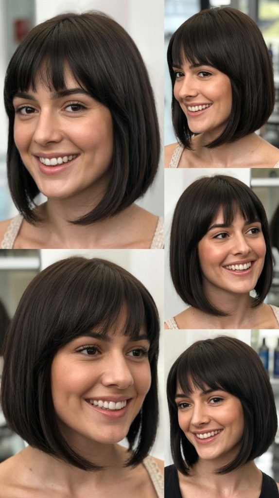  Blunt Cut Bob With Thick Curtain Bangs