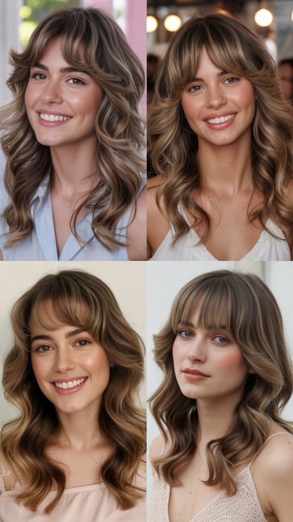 Full Wispy Bangs with Romantic Waves