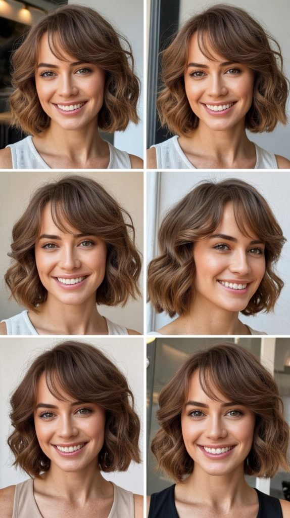 Wavy Shoulder-Length Cut with Soft Side Bangs
