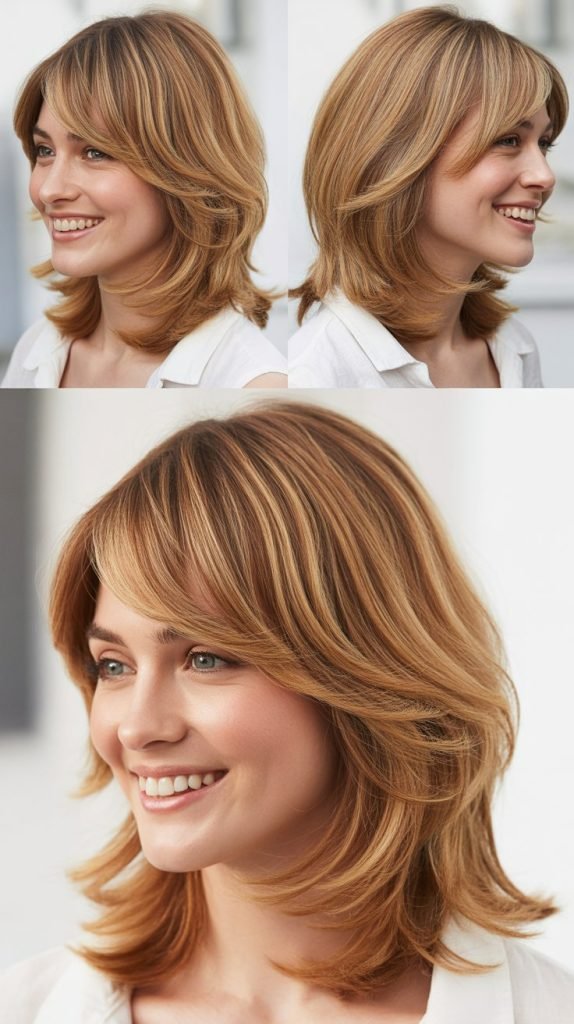 Medium-Length Layers with Side-Swept Bangs