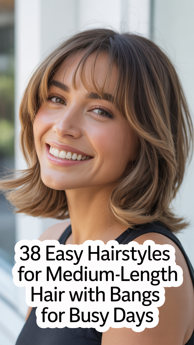Easy Hairstyles for Medium-Length Hair With Bangs for Busy Days