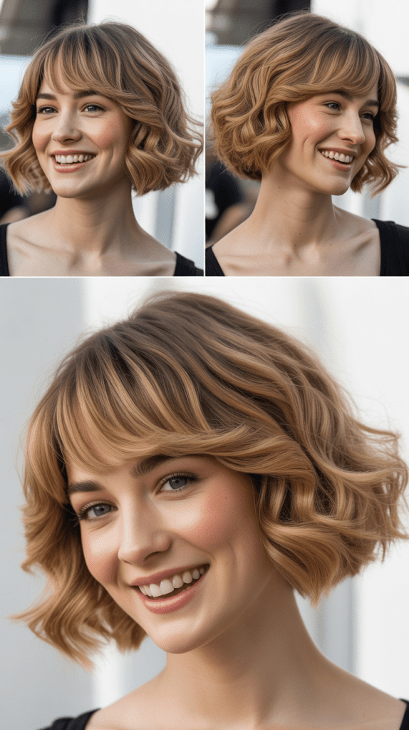 Wavy Bob With Feathered Side Bangs