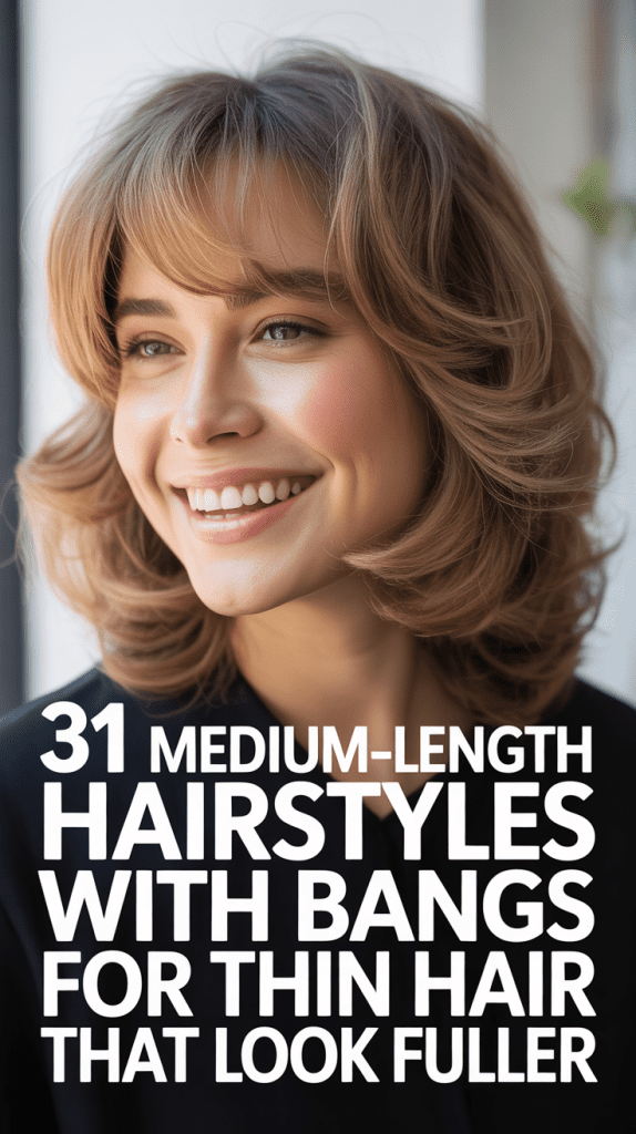 Medium-Length Hairstyles With Bangs for Thin Hair That Look Fuller