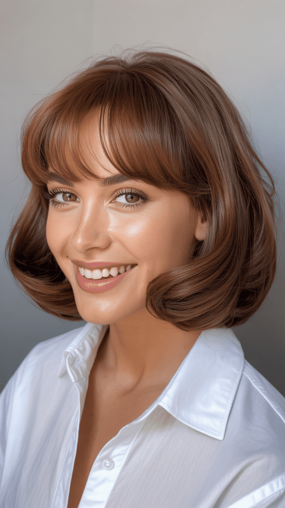 Easy-Style Bob Haircuts With Long Bangs for Busy Women