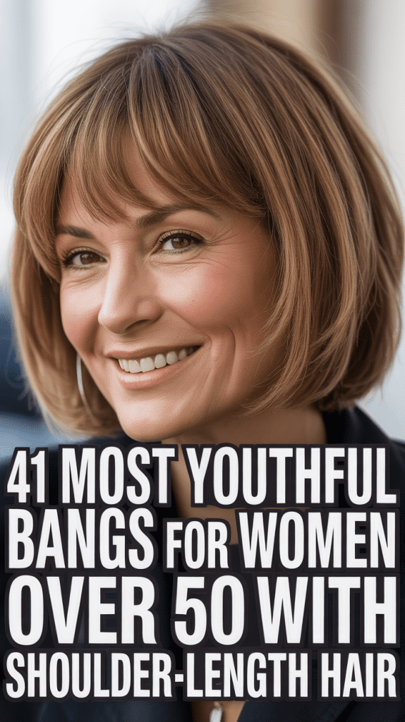 Most Youthful Bangs for Women Over 50 with Shoulder-Length Hair