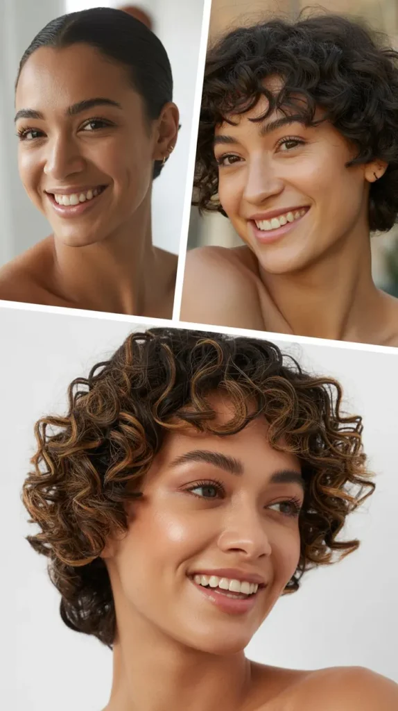 Sleek-Top Curly Chin-Length Cut