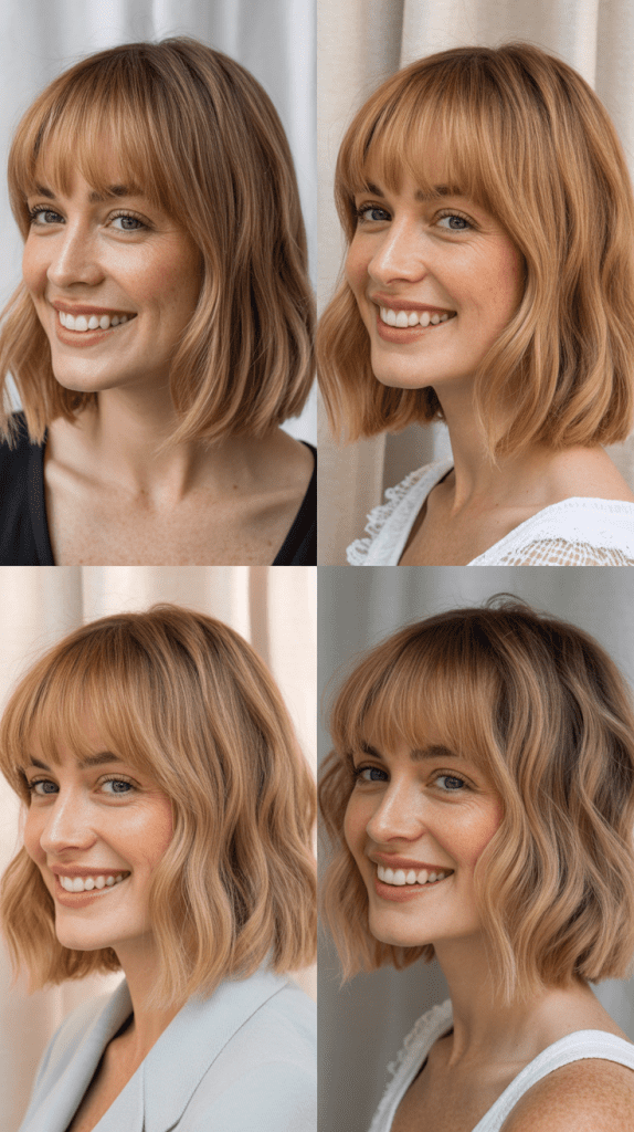 Smooth Vanilla Blonde with Long Sweeping Bangs