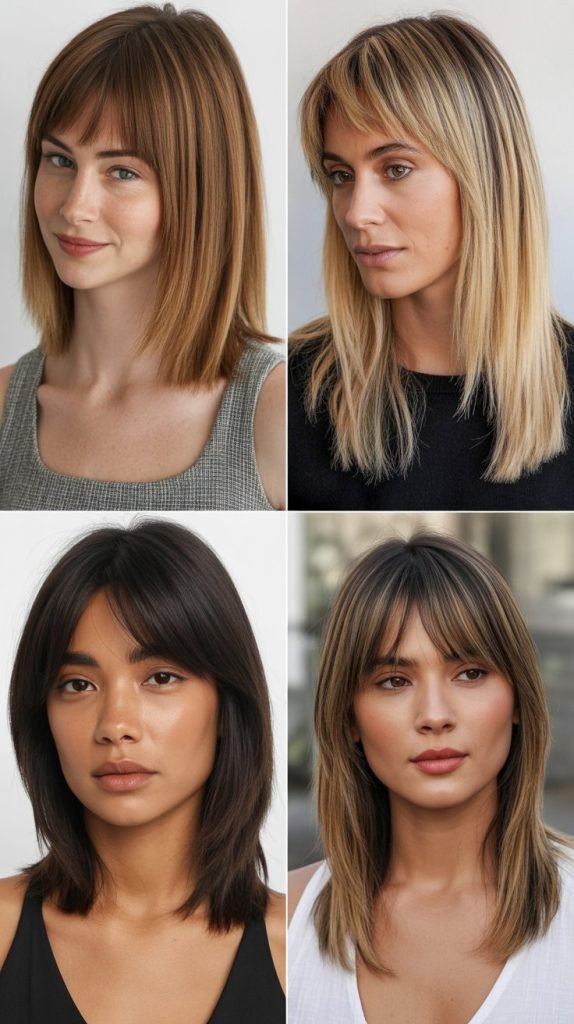  Straight Medium Cut with See-Through Bangs