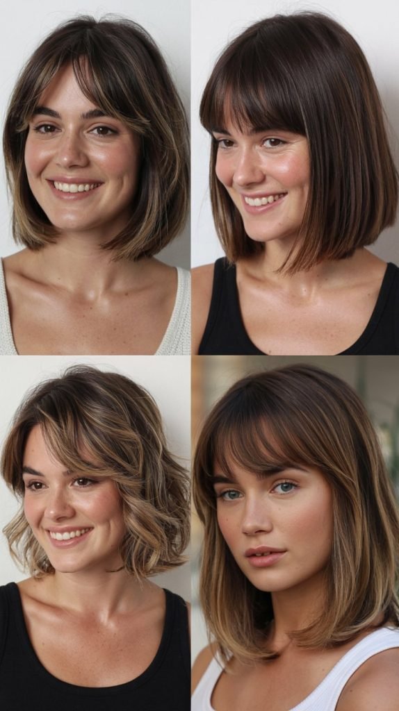 . Layered Long Bob with Baby Bangs