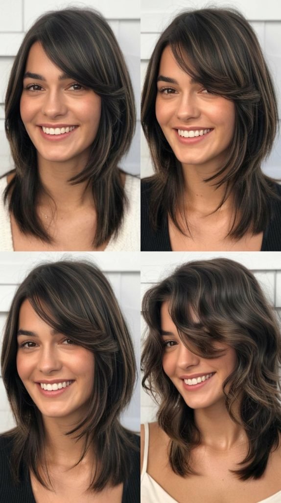 Razored Long Bob with Wispy Side Bangs