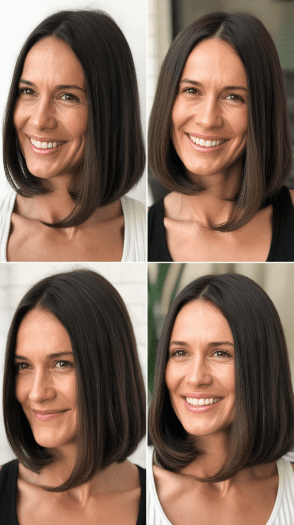 Sleek Long Bob with Deep Side Part