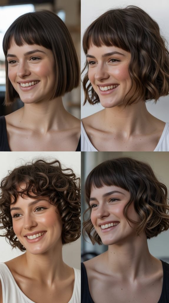 Rounded Bob with Curved Bangs
