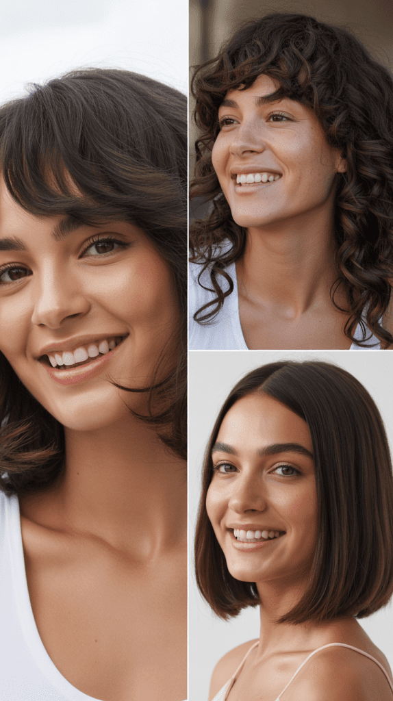 Inverted Lob With Feathered Bangs