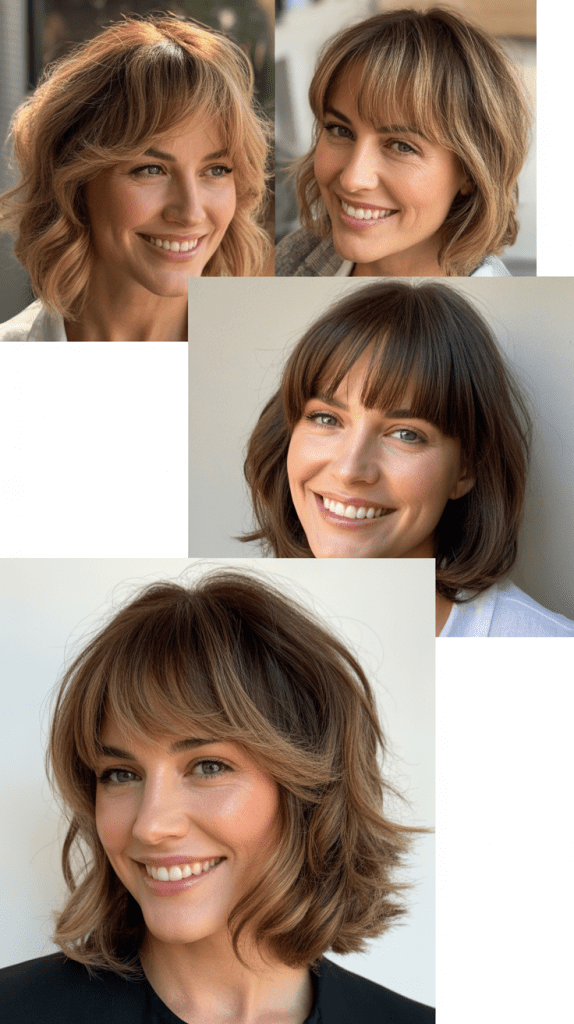  Layered Lob With Piece-y Textured Bangs