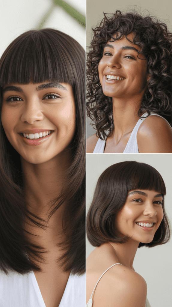 Blunt Bangs With Sleek Straight Hair