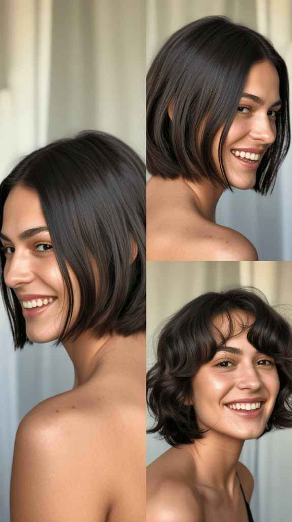 Blunt Lob With Soft Shag Layers And Baby Bangs